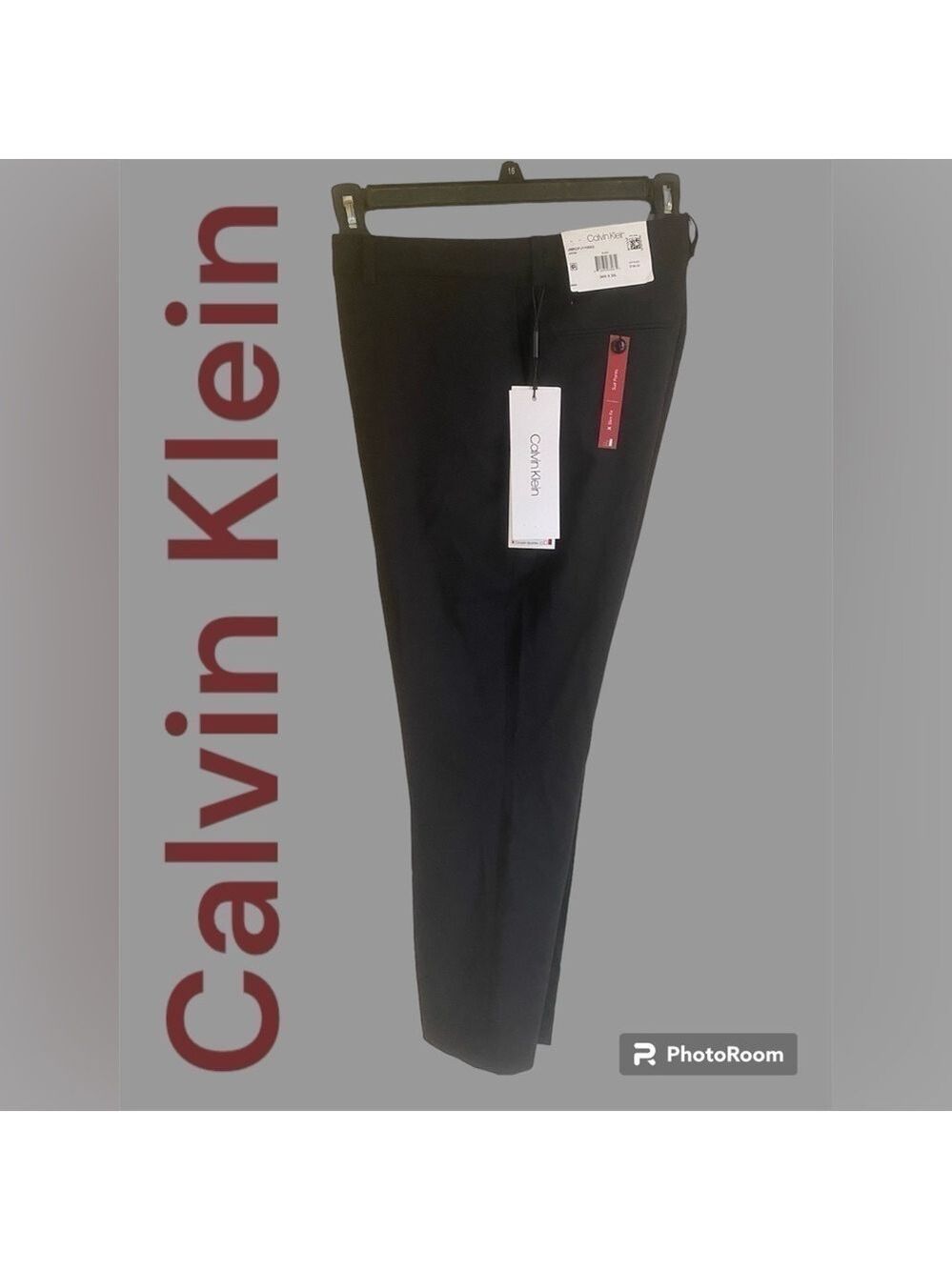 Calvin Klein-NWT 34x30 Men’s ‘Jerome’ modern slimfit black flat-front dress pant